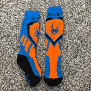 Spyder Orange and Blue kids merino wool winter Socks